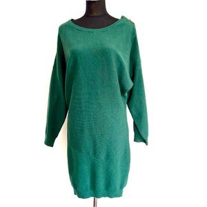 NWT Apricot Knit Sweater Dress in Deep Green with Shoulder Zipper